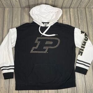 Purdue Boilermakers Women Pullover Hooded Sweatshirt Sz L Rhinestone Large Logo